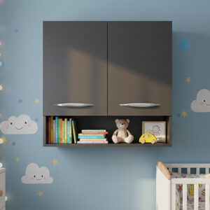 Armário Organizador Aéreo para Quarto com Nicho Multiuso e 2 Portas