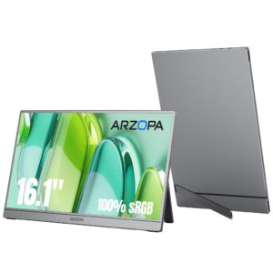 Arzopa Z1C-Monitor Portátil Com Suporte 100 sRGB De 16.1 1080P FHD