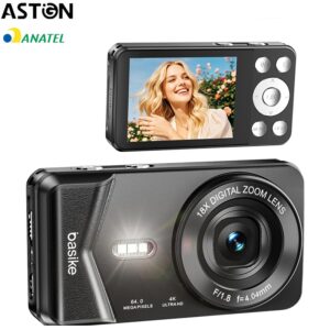 Astgn X Basike Câmera Digital 4K Zoom 18XEstabilização Eletrônica