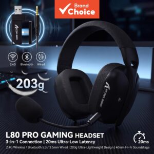 Attack Shark L80PRO Fone De Ouvido Para Jogos 3 Em 1 Lightseed