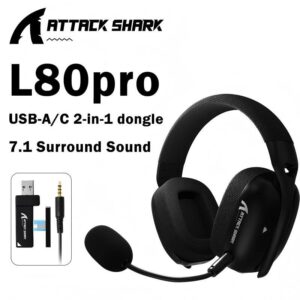 Attack Shark L80PRO Fone De Ouvido Sem Fio Para Jogos Lightseed — Áudio e Fones