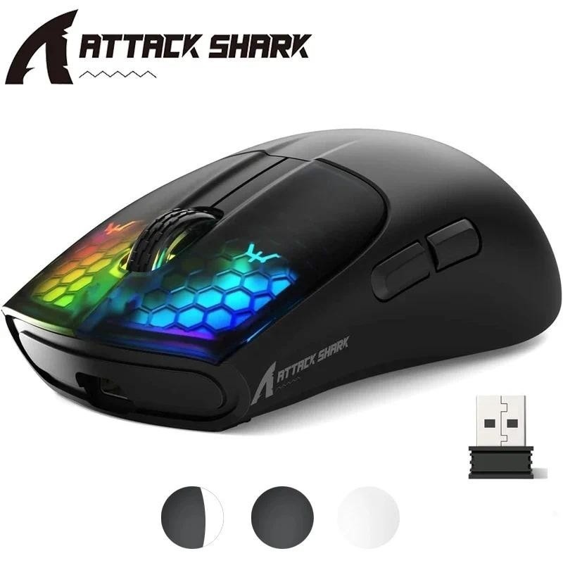 Attack Shark X5 Mouse Para Jogos Sem Fio Tri-Modes BT 5.1 2.4 Ghz