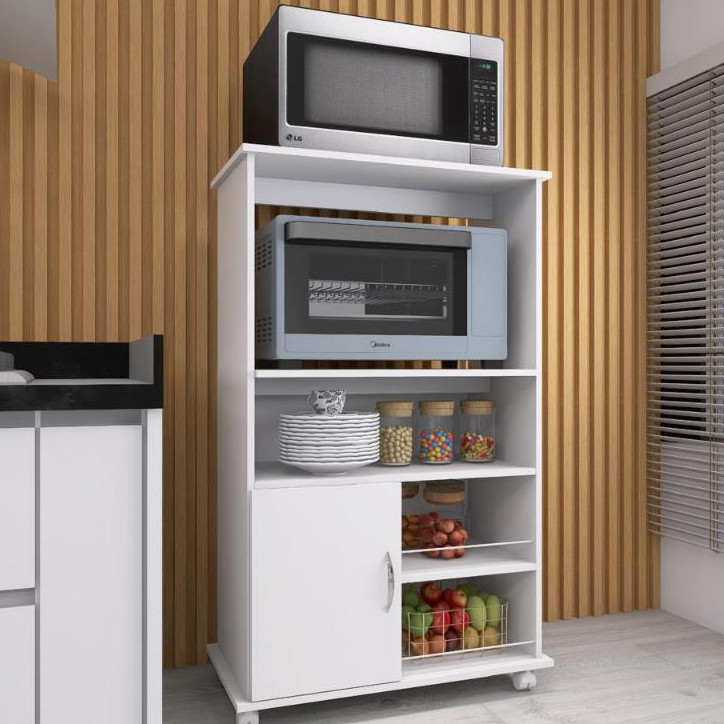 Balcão Organizador Fruteira Multiuso com Gabinete Forno Suporte para