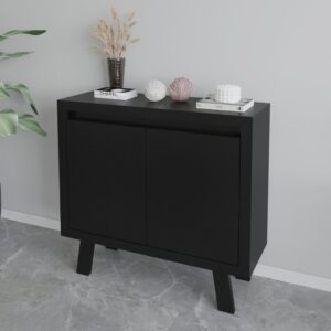 Balcão para Escritório 90cm com 2 Portas e 1 Prateleira Preto Preto