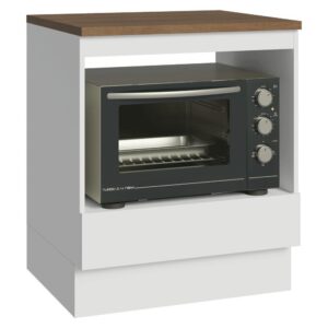 Balcão para Forno Micro-ondas 70 x 60 cm 1 Gaveta Branco Tampo Rustic
