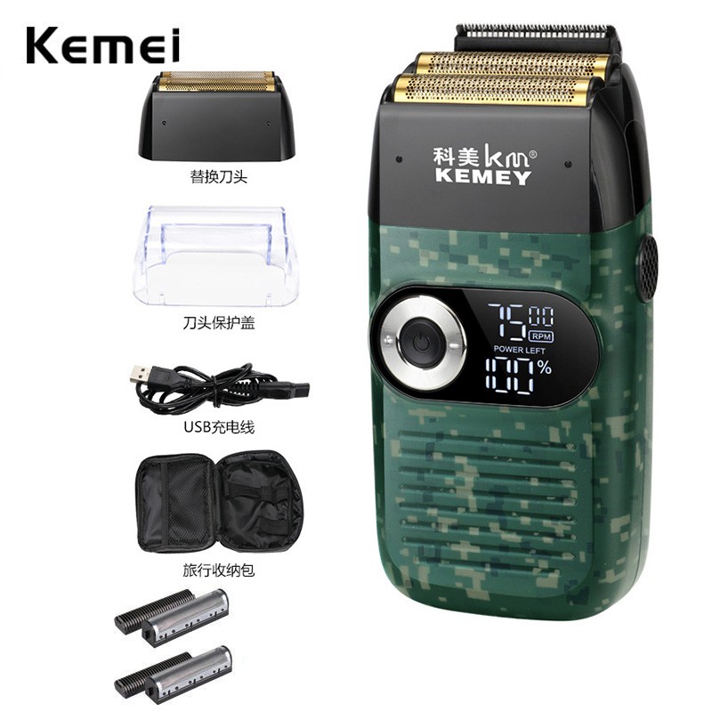Barbeador Elétrico Kemei Recarregável Para Máquina De Barba Masculina