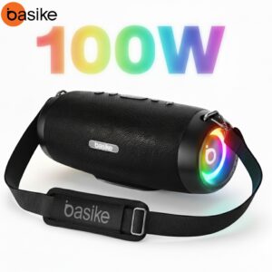 Basike Caixa de Som Bluetooth 100W Portátil Super Bass Boost Festa
