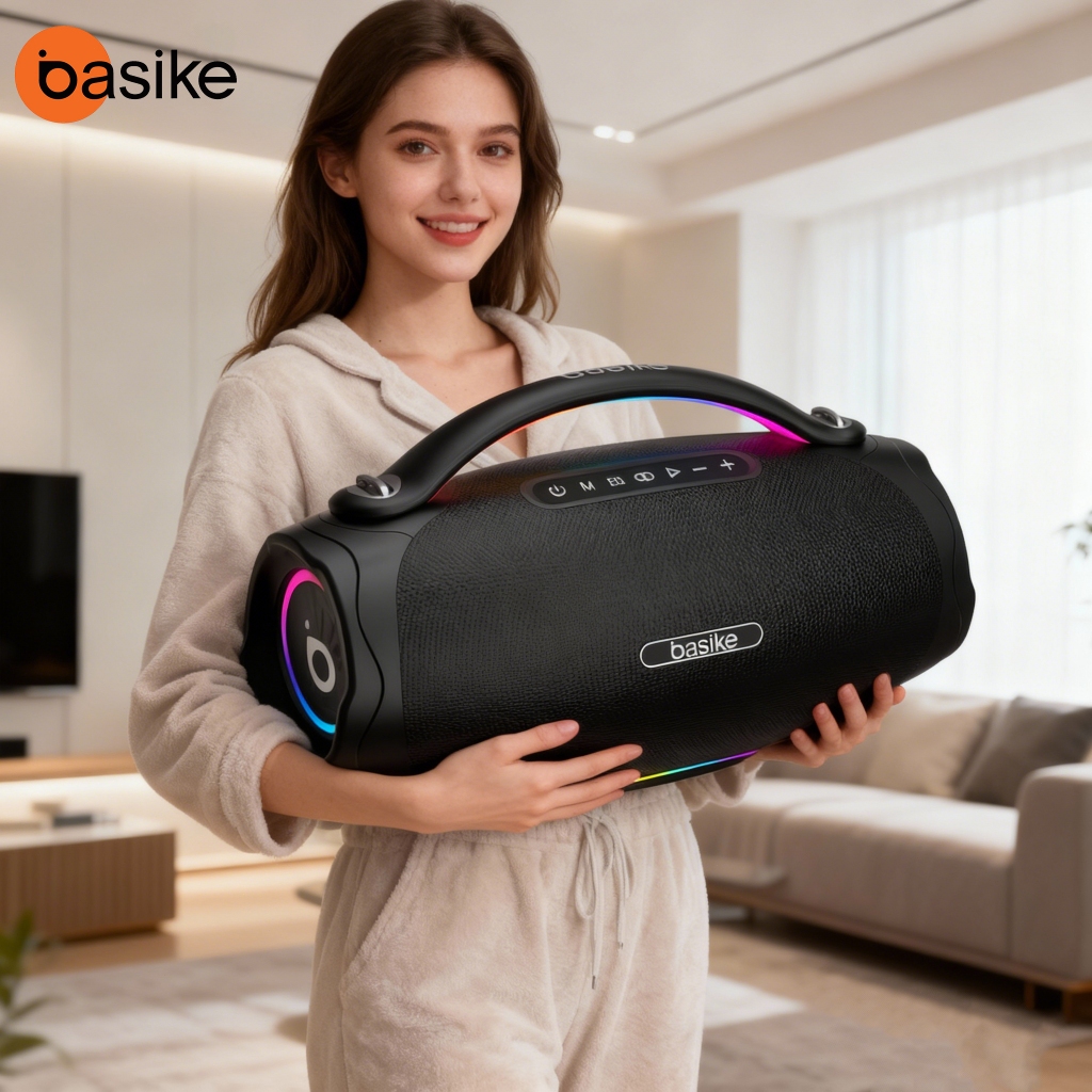 Basike caixa de som bluetooth grande 100W Boombox Plus 10H Portátil — Áudio e Fones