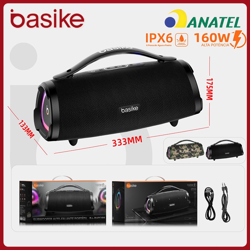 Basike caixa de som bluetooth portátil boombox bluetooth 160W Tws