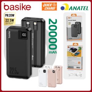 Basike Carregador Portátil Power Bank 20mAh Bateria Externa Para