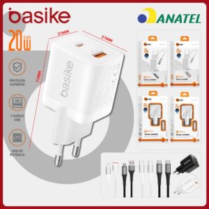Basike Carregador turbo tipo c para iphone e celular 20W carregador