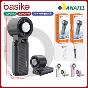 Basike Ventilador portátil mini refrigeração display digital 10mAh