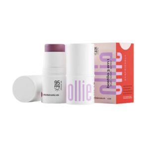 Bastão Ollie 3 em 1 Blush, Batom e Sombra Fps 95 Rosa Malva com 4,5g
