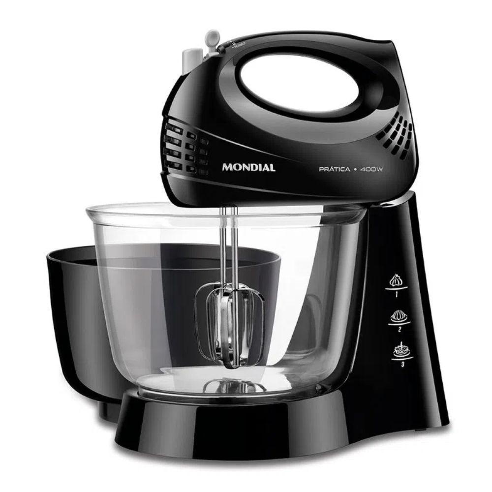 Batedeira 400W Mondial 3 Velocidades Turbo Preta