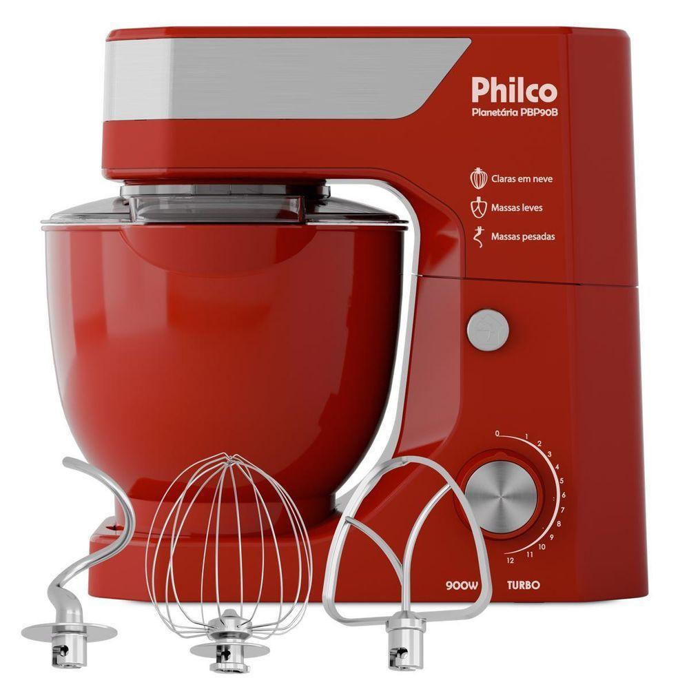 Batedeira Planetária Philco 900W 5L Turbo Vermelha PBP90B 110V — Eletroportáteis