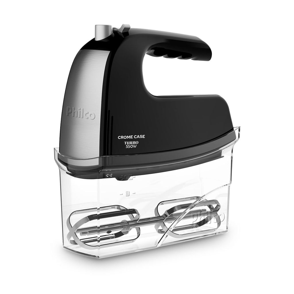 Batedeira Portátil Philco 550W Crome Case Preto Inox PBT450P — Eletroportáteis