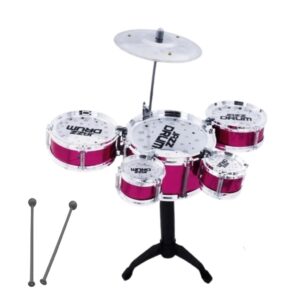 Bateria Musical Infantil C 5 Tambores e Baqueta Brinquedo Menino