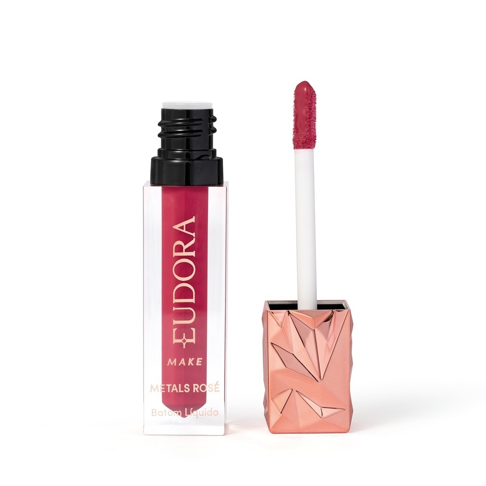 Batom Líquido Cremoso Metals Rosé Malva Refinado Eudora Make 2,5ml — Maquiagem