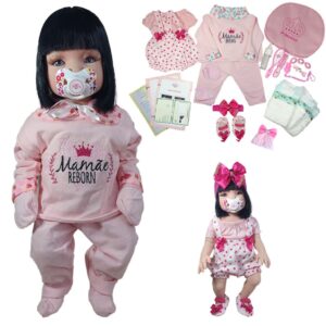 Bebê Reborn Boneca Menina 100% Enxoval Completo 30 Itens 48cm!
