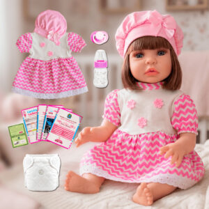Bebê Reborn Boneca Realista Rosa de Silicone Pode Dar Banho Envio