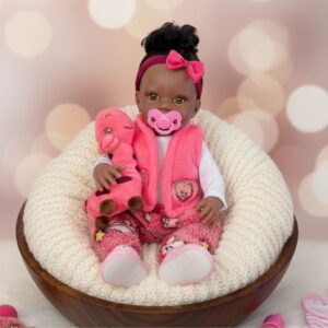 Bebê Reborn Boneca Silicone Girafinha Negra Mamãe Reborn 45cm!