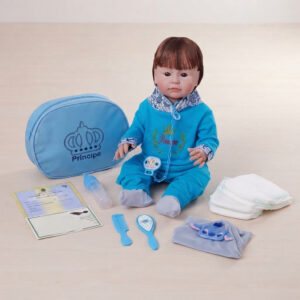 Bebê Reborn Menino Enxoval Completo Bolsa Ursinho Pelúcia 48cm!