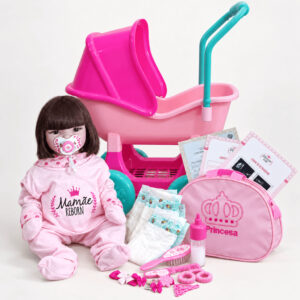 Bebê Reborn Silicone Enxoval 28 Itens Boneca Carrinho Berço 48cm!