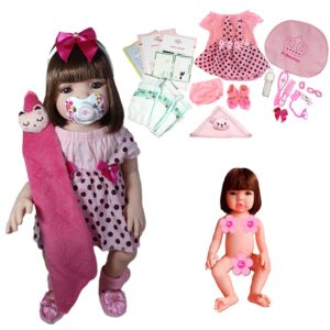Bebe Reborn Silicone Menina Pode Dar Banho Bolsa Pelúcia 48cm!