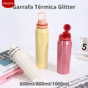 Belifou 600 800 Ml Glitter Garrafa Térmica Portátil De Com Isolamento