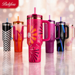 Belifou Garrafa Térmica Boneca Rosa 1200ml Inox, Tampa com Canudo