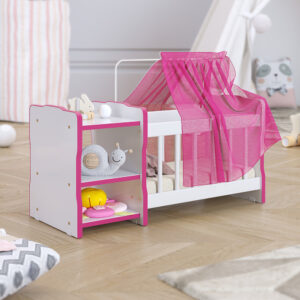 Berço Para Boneca Cristal Princesas Brinquedo Infantil Branco Rosa