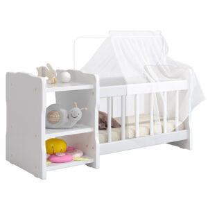Berço Para Boneca Cristal Ursinho Brinquedo Infantil Branco Lyam Decor