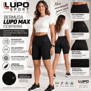 Bermuda Academia Max Core Sport Lupo Feminina Seamless Dry Sem