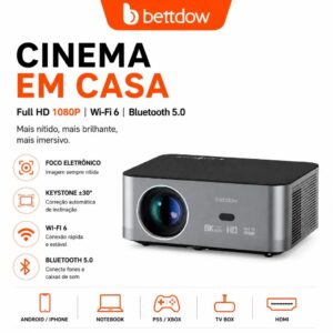 Bettdow Full HD 1080P Projetor 4K 8K 700ANSI 13000Lumens Android WiFi — TV e Vídeo