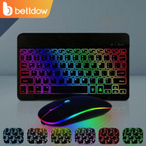 Bettdow teclado sem fio com retroiluminação RGB arco-íris e mouse