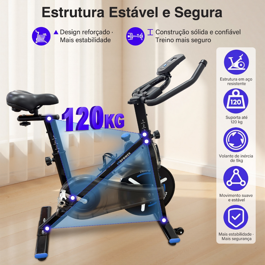 Bicicleta Ergométrica Spinning Mopower Profissional Silenciosa — Informática