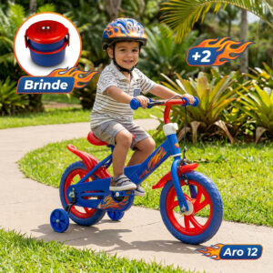 Bicicleta Infantil Aro 12 Azul Modelo Fire Lancheira Dupla Meninos A