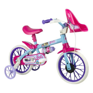 Bicicleta Infantil Aro 12 Barbie com Rodinhas e Garrafinha Bike
