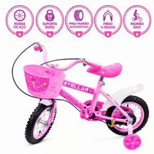 Bicicleta Infantil Aro 12 Roda Aço Alta Durabilidade Freio VBrake