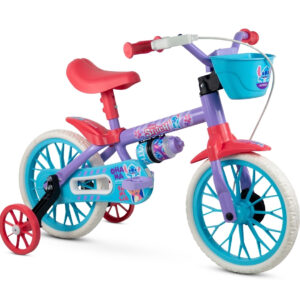 Bicicleta Infantil Aro 12 Stitch C Rodinhas de Equilíbrio Garrafinha