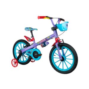 Bicicleta Infantil Aro 16″ Disney Stitch Rodinhas Garrafinha Cestinha