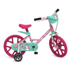 Bicicleta Infantil Bandeirante Aro 14 Unicórnio com Rodinhas Freio