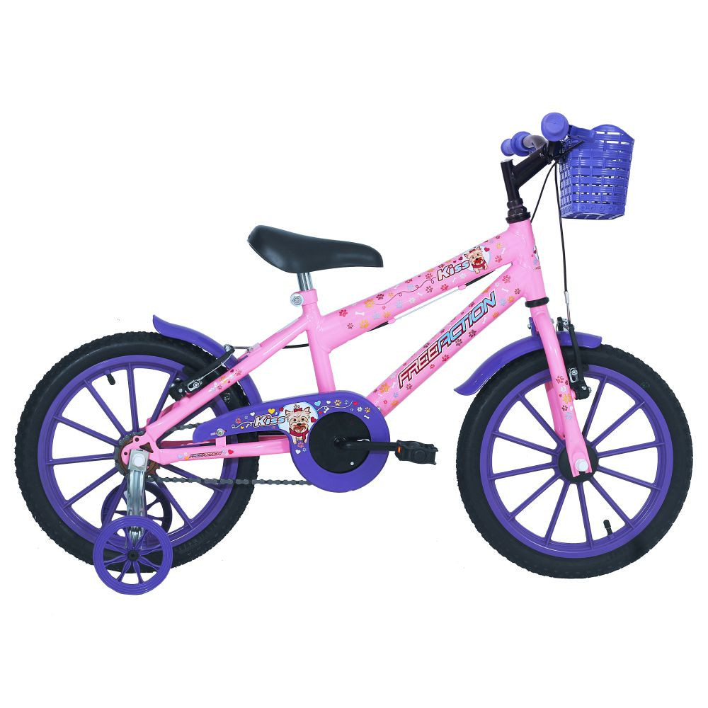 Bicicleta Infantil Kiss com Cesta Aro 16 Free Action — Brinquedos