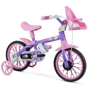Bicicleta Infantil Nathor Aro 12 Menina Minnie Disney Criança de 90cm