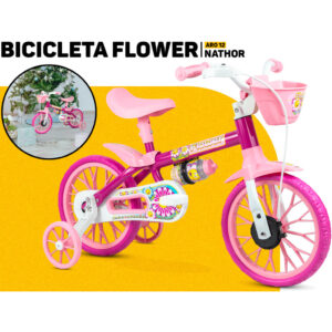 Bike Bicicleta Infantil Nathor Flower Aro12 Feminina Rodas Laterais