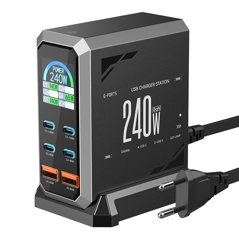 Blitzwolf BW-S31 240W Carregador USB PD De 6 Portas QC Display