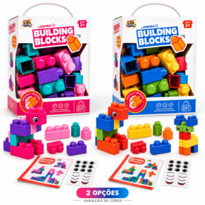 Blocos De Montar Infantil Emborrachado Colorido Brinquedo Educativo