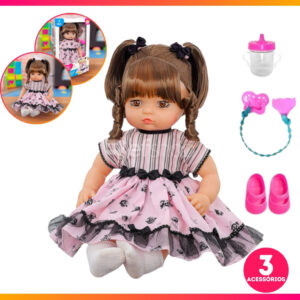 Boneca Anjos Baby C Chupeta Mamadeira e Cheirinho Cabelo Castanho