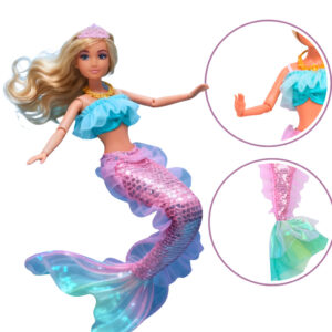 Boneca Anlily Princesa Sereia com Acessórios Verde e Rosa Castela