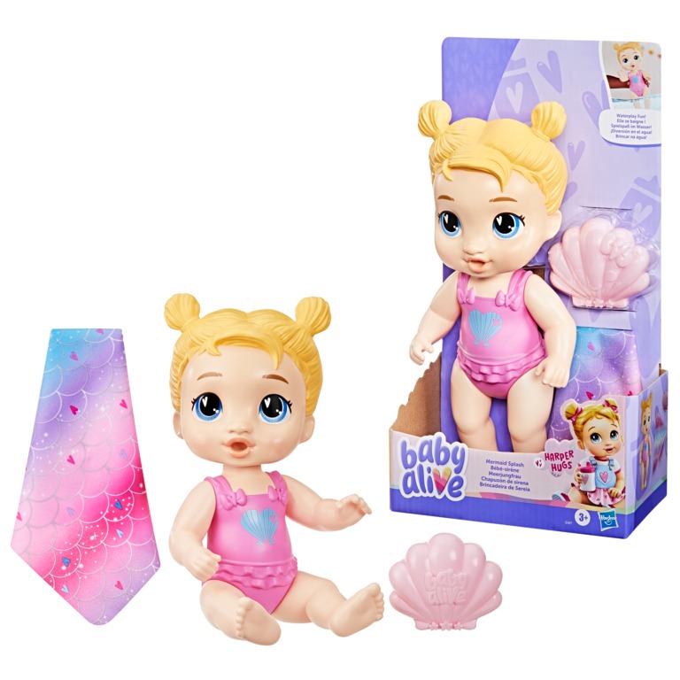 Boneca Baby Alive Banho De Sereia Harper Hugs Loira Hasbro — Brinquedos